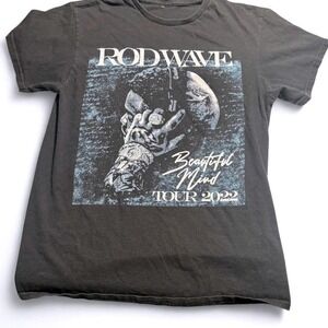 Rod Wave Beautiful Mind Tour 2022 Graphic T-Shirt woman's Black‎ Rap Tee